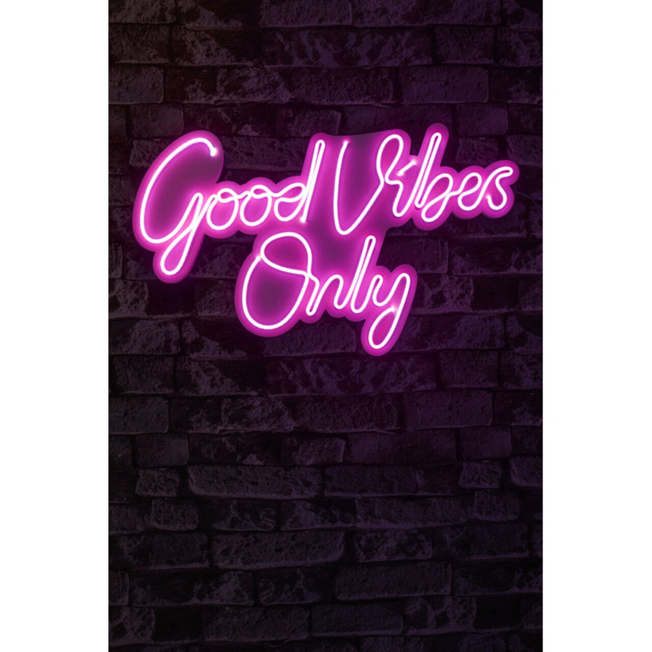 24.4" Novelty Good Vibes Only Led Neon Sign Wall Décor - Pink
